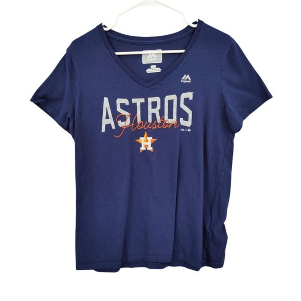 Houston‎ Astros MLB Baseball Majestic Womens Sporty Gorpcore Shirt L Top Navy
